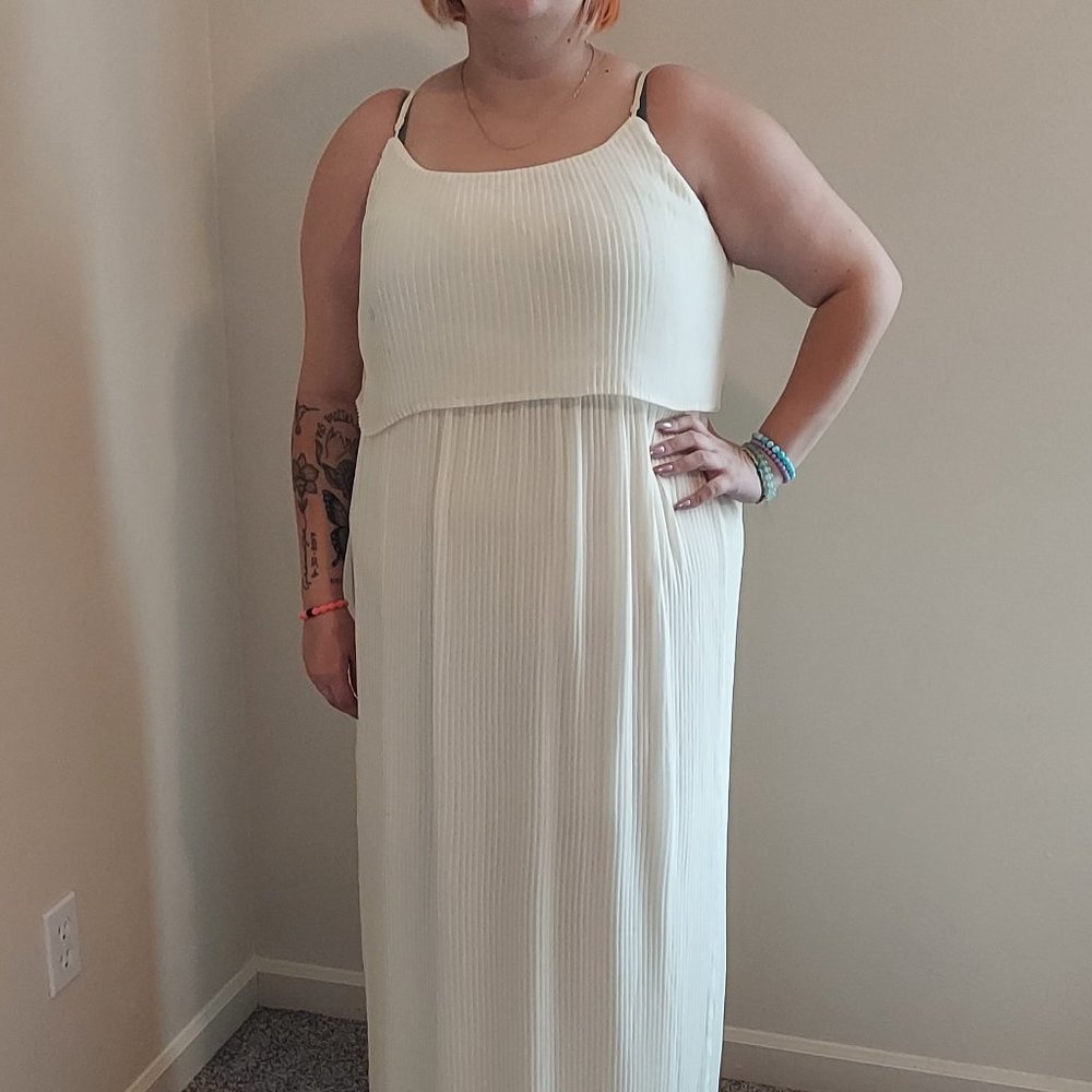 Plus Size Lauren Conrad Sleeveless Pale Yellow Pleated Maxi Dress Size XL